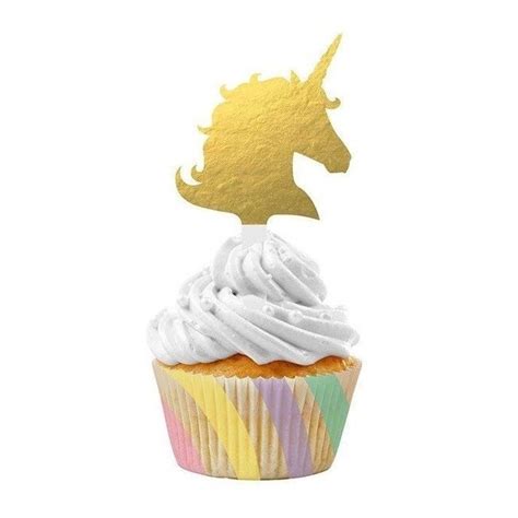 Pirottini E Topper Cupcake Unicorno Dorato Pezzi Per