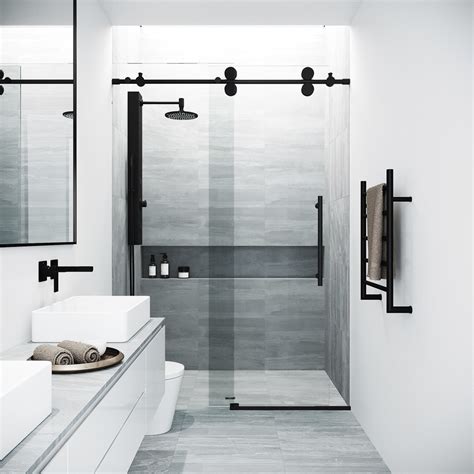 VIGO Elan 44 In To 48 In W Frameless Bypass Sliding Matte Black Shower