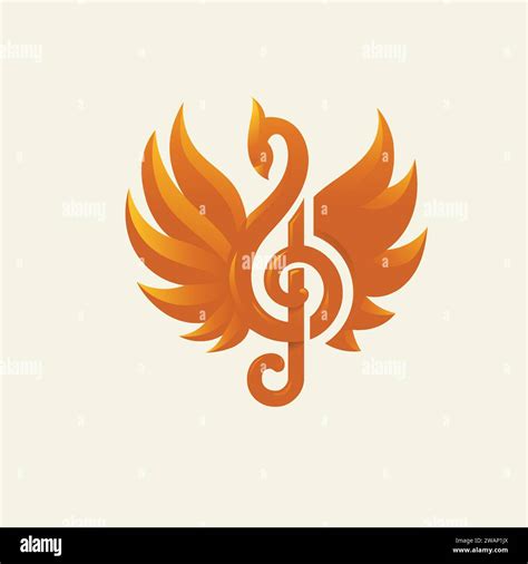 Phoenix Bird With Musical Notes Vector Illustration Music Studio Logo