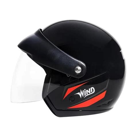 Capacete Taurus Wind V Aberto Preto Brilhante Vermelho Capacete De