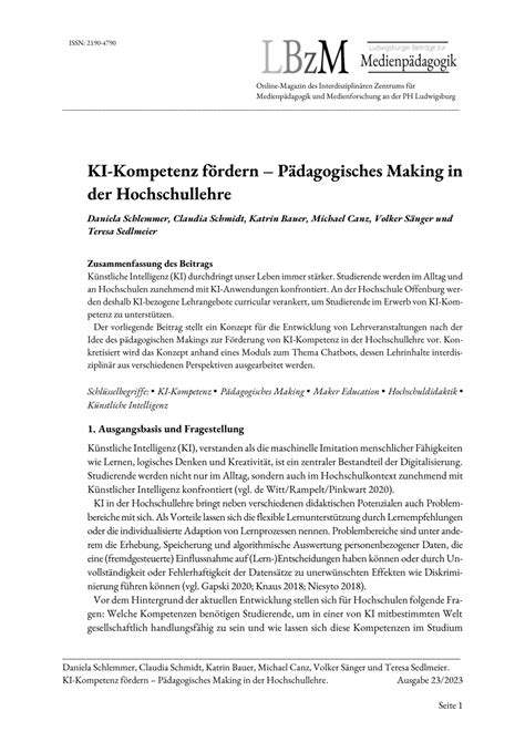 PDF KI Kompetenz fördern Pädagogisches Making in der Hochschullehre