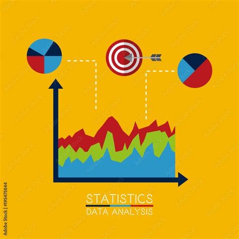 Statistic Data Analysis Chart Diagram Flow Graph Target Market Vector Illustration Stock Vector