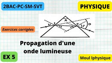 les ondes lumineuses série d exercices 2bac exercice 5 YouTube