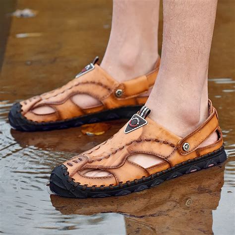 Men Sandals Big Size Non Slip Shoes Men Summer Mens Sandals Genuine Leather Mens Sandals Outdoor