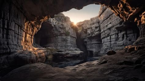 Premium AI Image | Captivating Cave Cliff Landscape Photography For Backgrounds