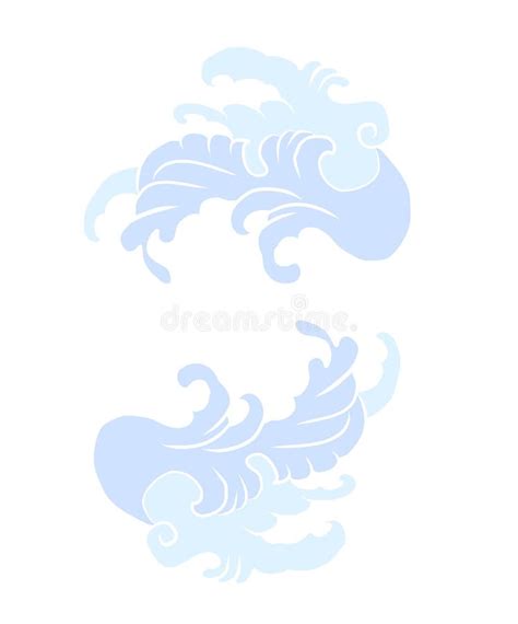 Vector Illustration For Tattoo Stylechinese Waves And Clouds Vector