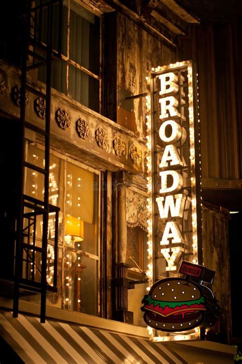 Broadway sign editorial photography. Image of window - 20480892