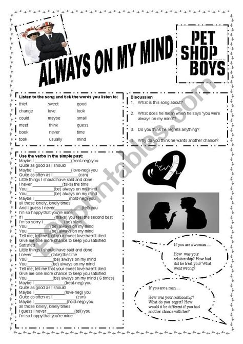 Always On My Mind ESL Worksheet By Lubar