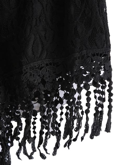 Elastic Waist With Tassel Black Shortsfor Women Romwe