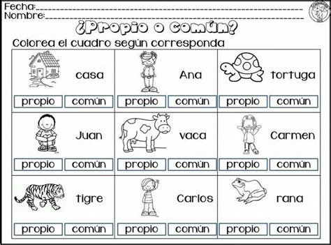 Ficha De Nombres Propios Y Comunes Artofit