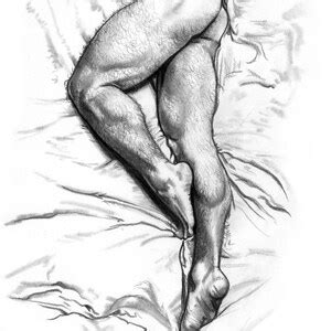 Silk Male Nude Queer German Etching Giclee Art Print Gay Drawing Print