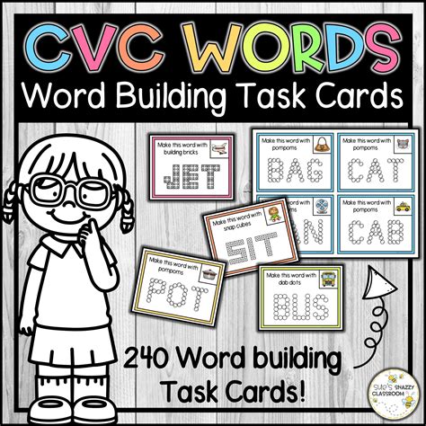 CVC Words Task Cards Word Building Phonics Activity Made By Teachers