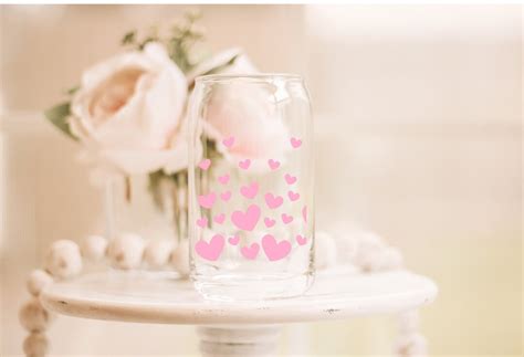 Valentines Day Beer Can Soda Glass Can Confetti Hearts Cup Iced