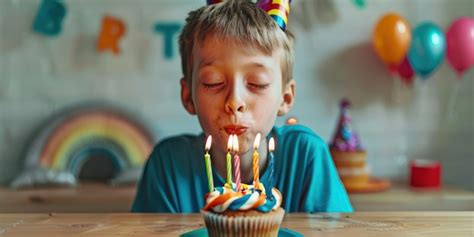 Un Ni O O Una Ni A De Cumplea Os Soplando Velas En Un Pastel Foto Premium