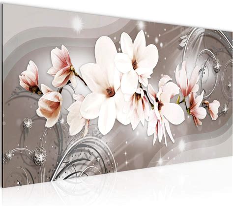 Amazon De Runa Art Wandbild Blumen Magnolien 1 Teilig 100 X 40 Cm