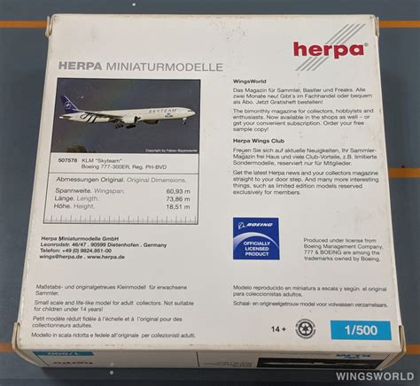 Herpa Boeing Klm Ph Bvd Tomi