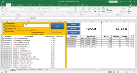 Excel H Zl Sipari Fi I Program Asri Akdeniz Ki Isel Sayfas