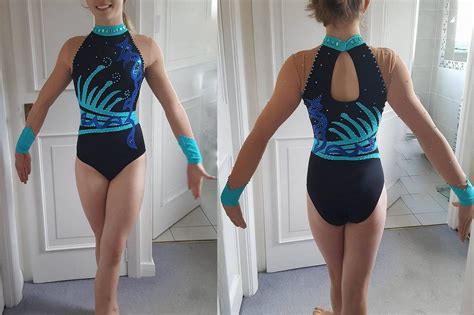 Black Mint Aqua Acrobatics Leotard By Lilachelene Leotards