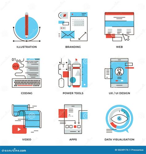 Projeto Gr Fico E Linha Cones Do Desenvolvimento Da Web Ajustados