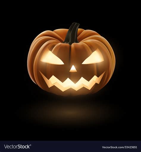 Jack O Lantern Halloween Pumpkin On Black Vector Image