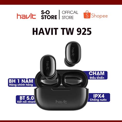 Tai nghe không dây Havit TW925 Bluetooth 5 0 Hàng chính hãng Shopee