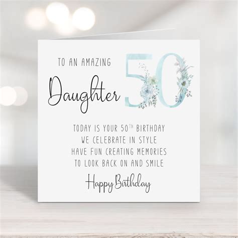 Daughter 50th Birthday Card With Verse/poem Fiftieth - Etsy Australia
