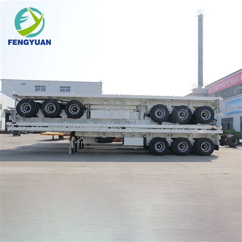 Fengyuan 3 Axles Container Flatbed Semi Trailer 60 Ton Carrying Truck