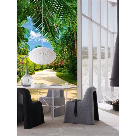 Ideal Decor 100 In X 72 In Tropical Pathway Wall Mural Dm438 The