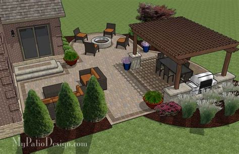 Sq Ft Outdoor Entertainment Patio Design With Pergola And Bar