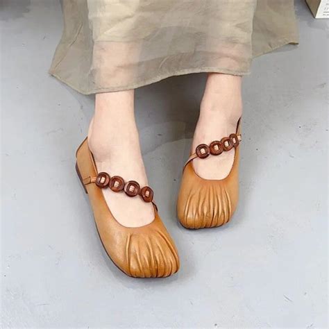 Buy Johnature Genuine Leather Flats Women Shoes Retro Square Toe