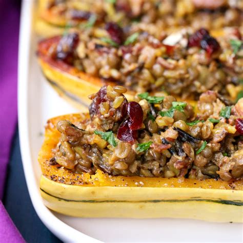 Wild Rice And Lentil Stuffed Delicata Squash 2 Kitchen Treaty