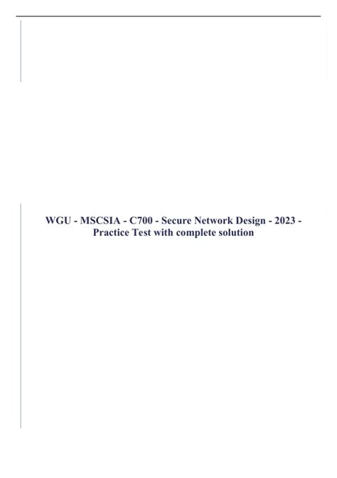 WGU MSCSIA C700 Secure Network Design 2023 Practice Test With