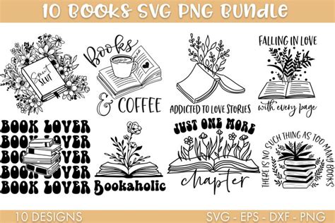 Floral Book SVG Bundle PNG Cut File