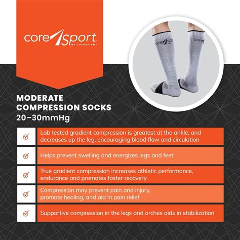 CoreSport 20-30mmHg Compression Socks - Large Black | Athletic ...