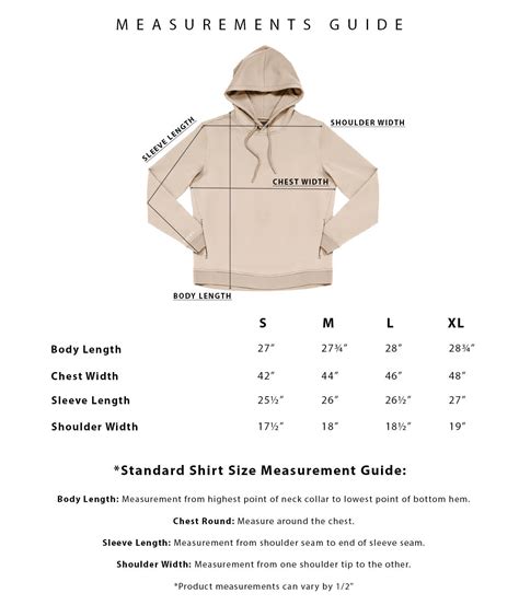 Hoodie Size Chart Aetos Apparel