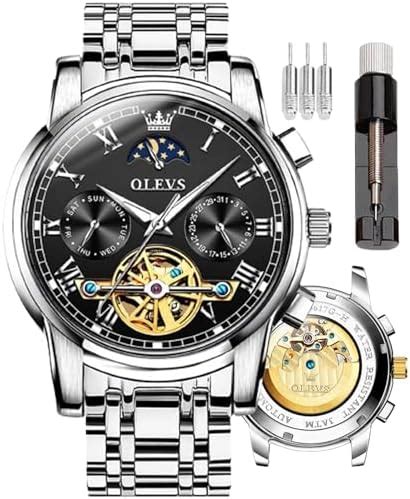 OLEVS Montre Automatique pour Homme Squelette mécanique à remontage