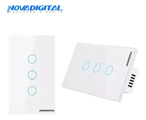 Novadigital Interruptor Touch Led 3 Botões Rf433 Wi fi Smart