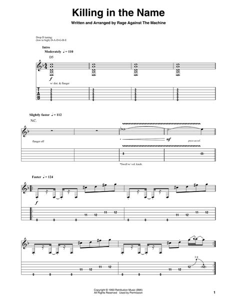 Killing In The Name by Rage Against The Machine - Guitar Tab Play-Along ...