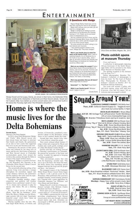 Clarksdale Entertainment Section in the Press Register - Delta Bohemian