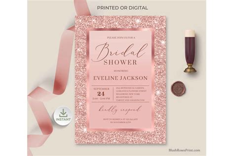 CLOE Rose Gold Bridal Shower Invitation Editable Template Digita DIY