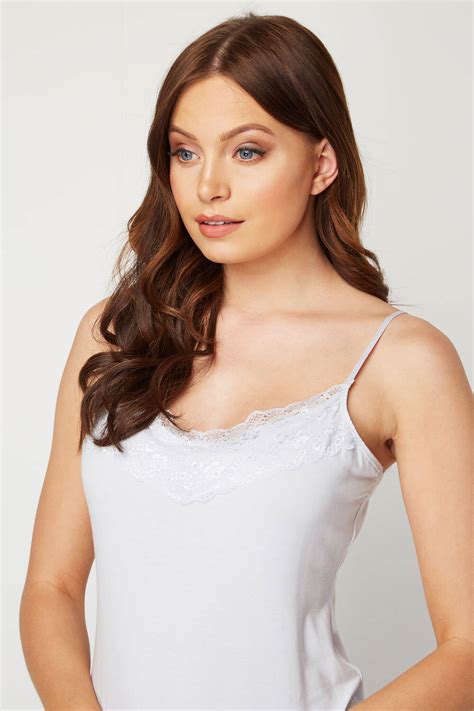 Lace Trim Camisole Top In Light Grey Roman Originals Uk