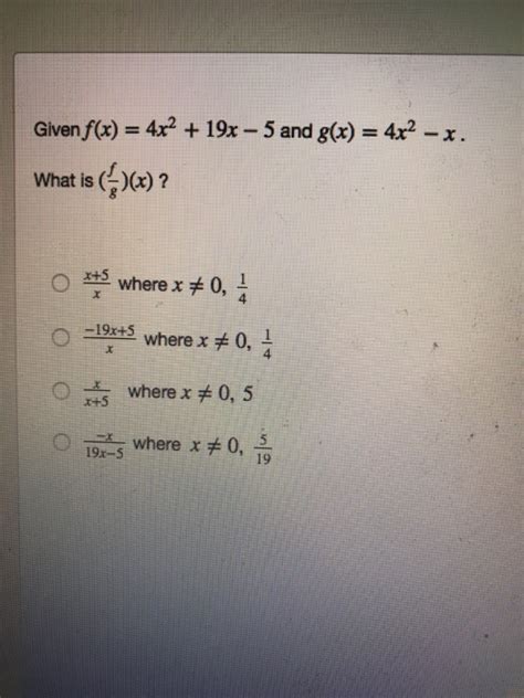 Solved Givenf X 4x2 19 5 And G X 4x2 X What Is