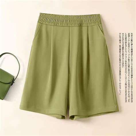 New Ice Silk Wide Leg Shorts Women Summer Style Casual Five Point