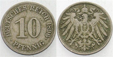 Kleinmünzen Kaiserreich 10 Pfennig 1896 E Grosser Adler Fast sehr schön