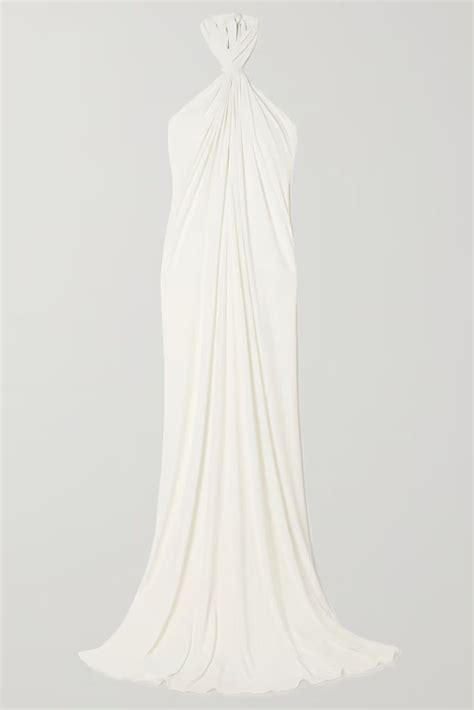 Lilah Twist Front Stretch Jersey Halterneck Gown Halston Stilorama