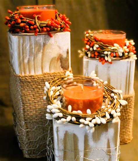 Three Tier Wood Autumn Candle Holders - Etsy
