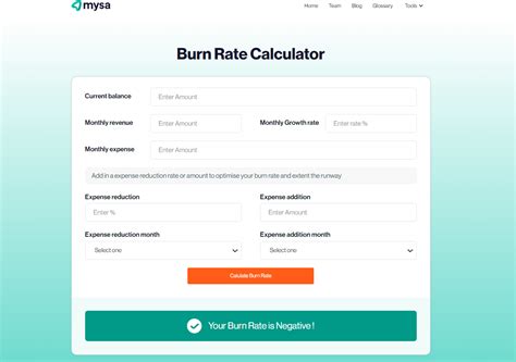 Burn Rate + Startup Runway Calculator | Mysa