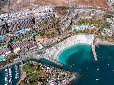 Beautiful Aerial Landscape With Anfi Beach And Resort Gran Canaria