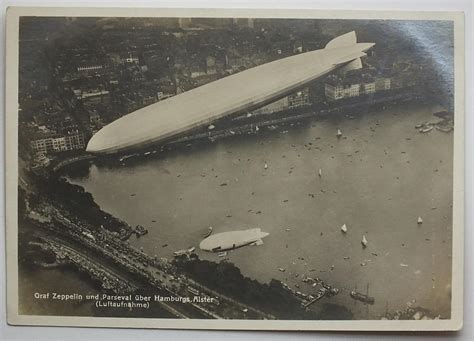 Deutsches Reich Zeppelin LZ 127 und Parseval über Hamburg Alster