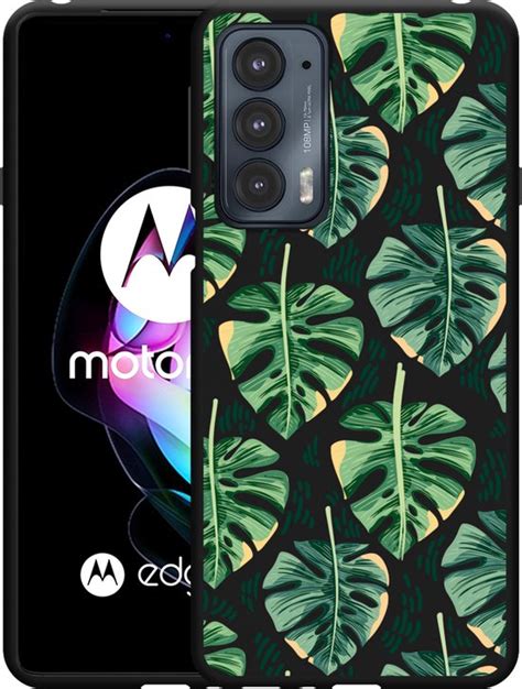 Motorola Edge 20 Hoesje Zwart Palm Leaves Large Designed By Cazy